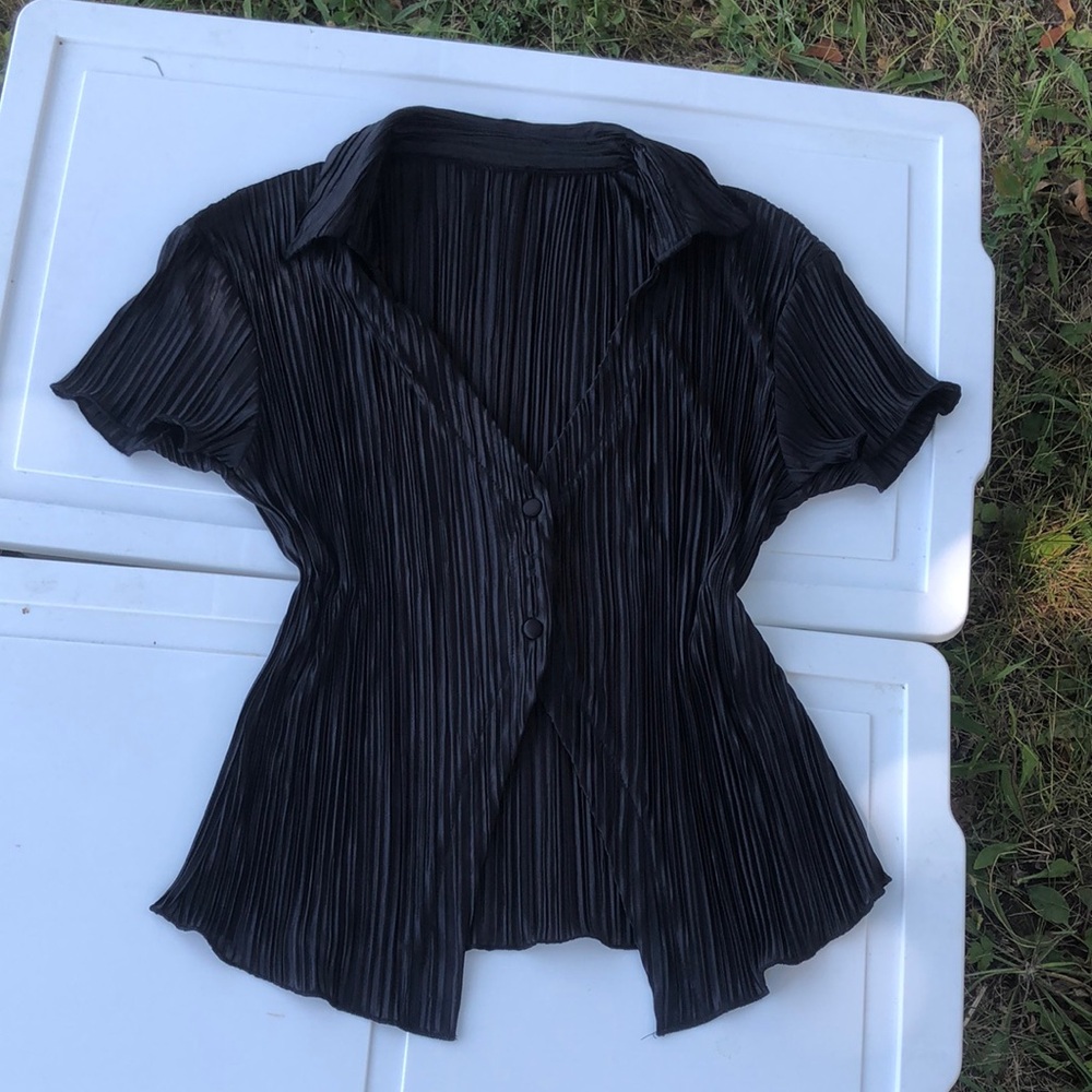 Black Pleated Women's Top
